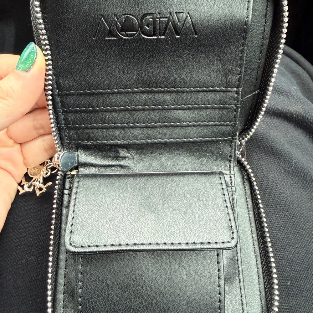 WIDOW Black spiderweb Zip Wallet with spider Charm